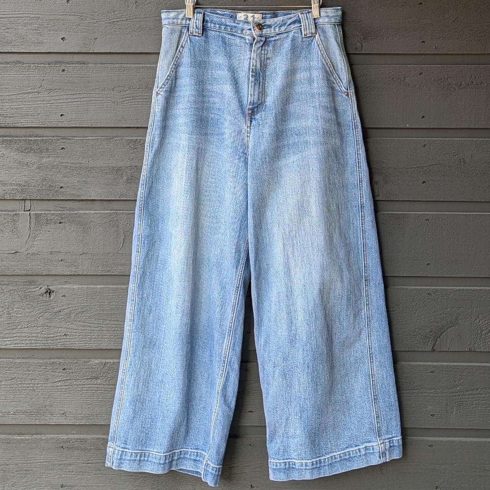 We The Free Wide Leg Trouser Jeans Size 31 Curvy Stretch Denim Bareback